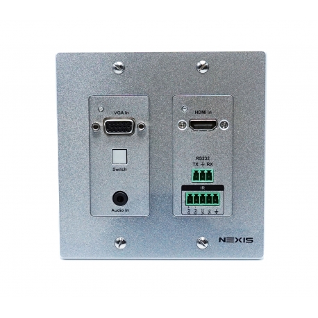 Plaque murale UK extender HDBaseT Cat.6 KVM HDMI 4K60 & Type C, 150m