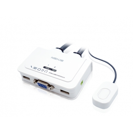 2-Port VGA USB Cable KVM Switch w/ Audio & Mic