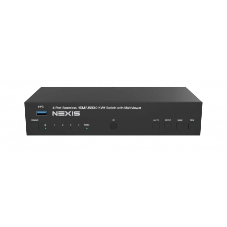 4K60 4x1 Seamless UHD Video & USB 3.0 KVM Switcher with Multiviewer Control