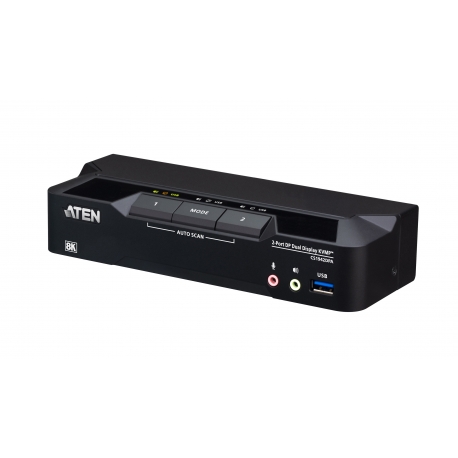 2-Port USB 3.0 8K DisplayPort Dual-Display KVMP™ Switch (Cables included)