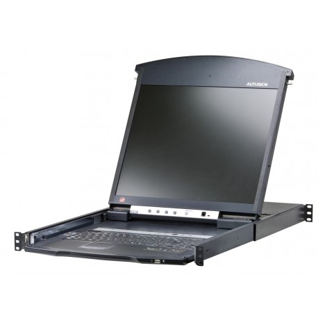 16-Port Dual Rail LCD 19" KVM Switch LCD Console + Cat 5 High-Density KVM Switch with KVM over IP 