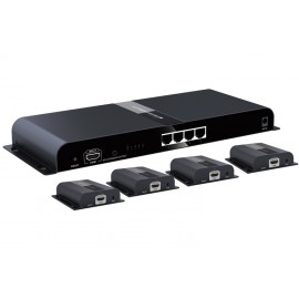 4 Port HDMI Extender Splitter over CAT6 with IR up to 120 m. with 4 RX units