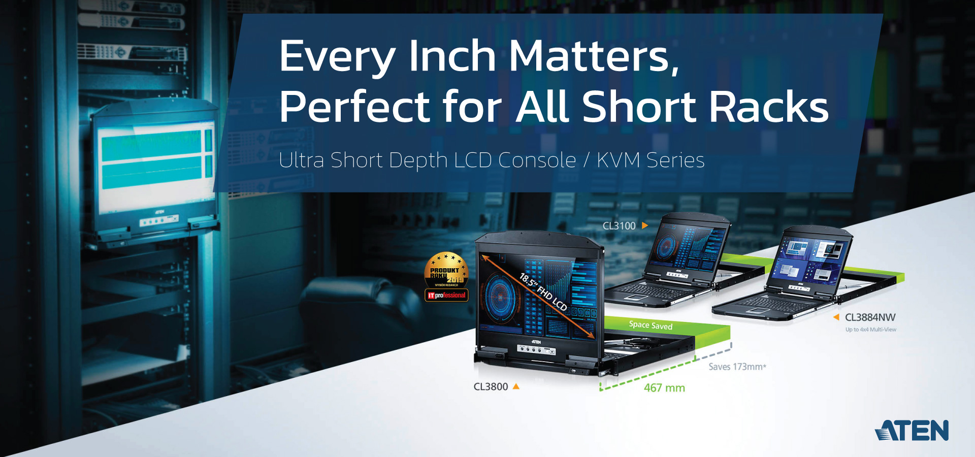 ultra short depth kvm console switch