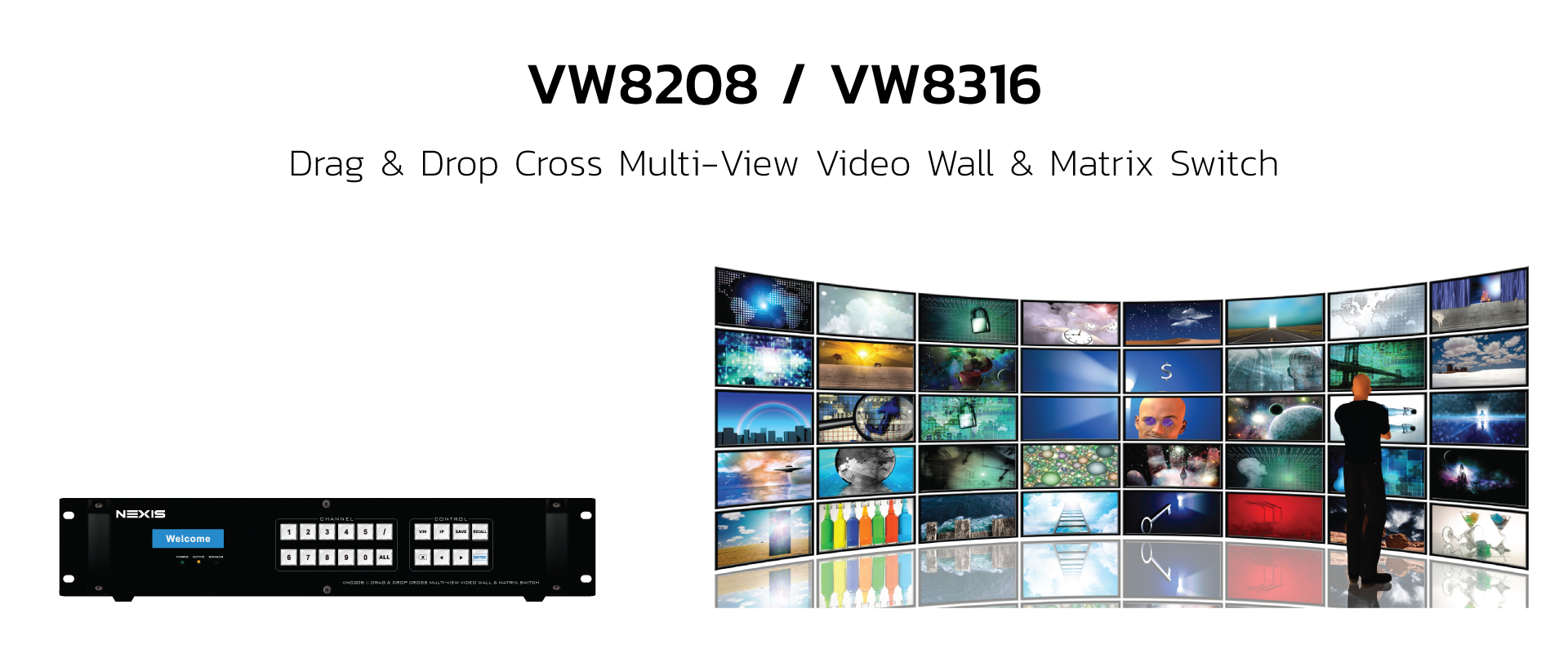 NEXIS Drag & Drop Cross multiview vieo wall matrix switch